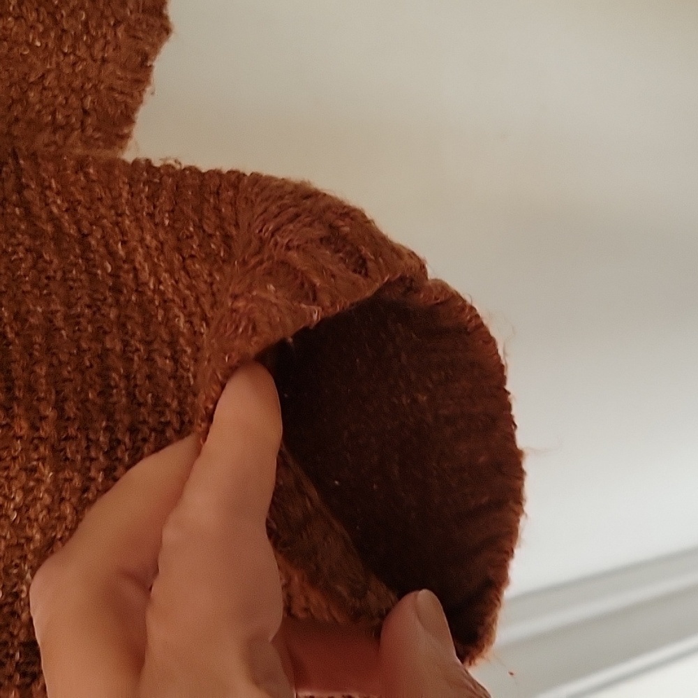 Universal Thread Quater Zip Rust Chunky Knit Ribb… - image 5